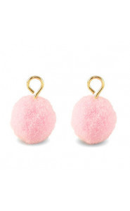 Pompom charm with loop 10mm - Gold-light pink